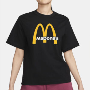 Madonna's McDona's Parody Tee: Whimsical Hispanic-Inspired Logo T-Shirt 6 Madona's T-Shirt - Hispanic Inspired McDonald's Parody, Whimsical Logo Tee2
