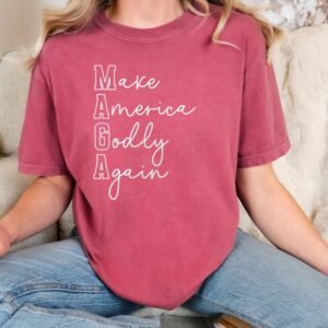 MAGA Shirt: Show Your Faith and Patriotism with This Conservative, Christian, Republican Apparel 3 Make America Godly Again MAGA Shirt, Conservative Shirt, Catholic Shirt, Christian Shirt, Republican Shirt, Catholic Shirt For Women