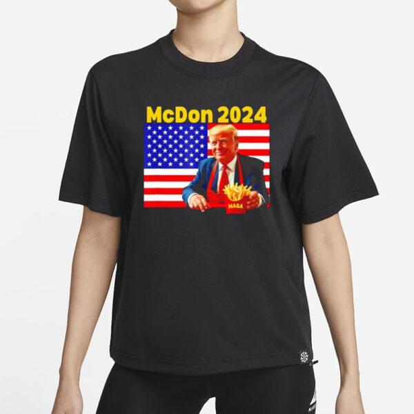 McDonald’s Donald Trump French fry cooking fries McDon 2024 flag shirt1