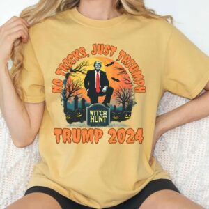 Trumpkin: No Tricks, Just Triumph in 2024! 5 No Tricks Just Triumph Trump 2024 Halloween Shirt Political Witch Hunt Trumpkin Election Tshirt Trick Treat Make Halloween Great Again USA1