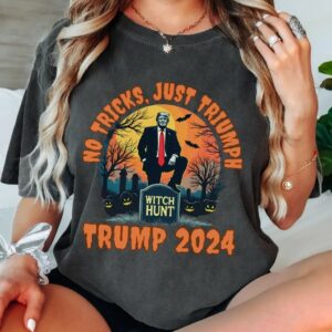 Trumpkin: No Tricks, Just Triumph in 2024! 7 No Tricks Just Triumph Trump 2024 Halloween Shirt Political Witch Hunt Trumpkin Election Tshirt Trick Treat Make Halloween Great Again USA3