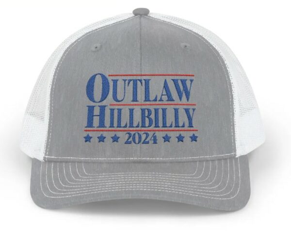 Outlaw Hillbilly 2024 Hat, Outlaw Hillbilly Embroidered Trucker Hat, Embroidered Trump Hat, Trump Trucker Hat, I'm Voting for the Outlaw2