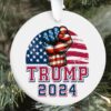 Patriotic American Fist Flag Ornament Gift, Trump Fist Flag 2024 Keepsake Gift Ornament, Election 2024 Gift Ornaments with the Fist USA Flag
