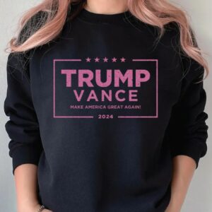 Pink Trump Vance 2024: American Patriot Sweatshirt for Conservative Women 6 Pink Trump Vance 2024 Sweatshirt, 24 President Election Sweater, American Patriot Crew Neck for Conservative Women, MAGA Republican Gifts2