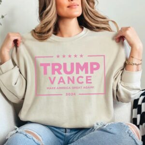 Pink Trump Vance 2024: American Patriot Sweatshirt for Conservative Women 7 Pink Trump Vance 2024 Sweatshirt, 24 President Election Sweater, American Patriot Crew Neck for Conservative Women, MAGA Republican Gifts3