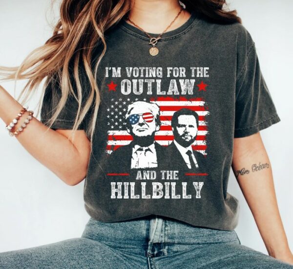 Ridin With The Outlaw And The Hillbilly Trump Shirt, 2024 Election Conservative Political Republican Sweater, Trump Supporter Sweatshirt