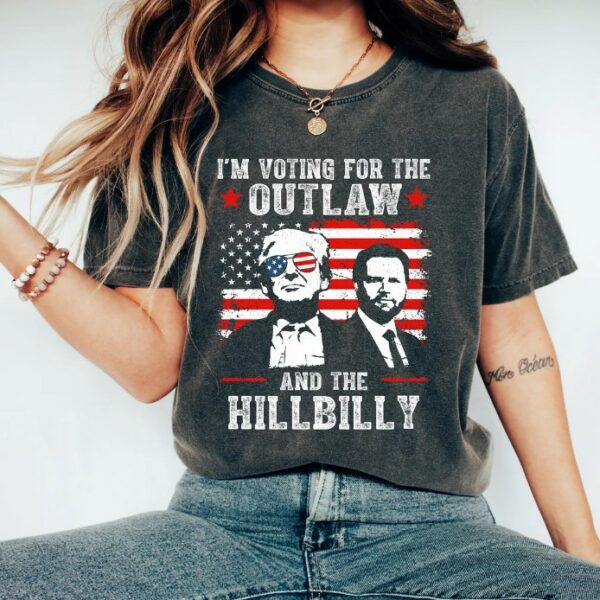 Ridin With The Outlaw And The Hillbilly Trump Shirt, 2024 Election Conservative Political Republican Sweater, Trump Supporter Sweatshirt