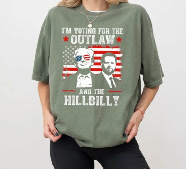 Ridin With The Outlaw And The Hillbilly Trump Shirt, 2024 Election Conservative Political Republican Sweater, Trump Supporter Sweatshirt1