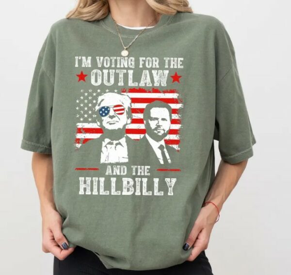 Ridin With The Outlaw And The Hillbilly Trump Shirt, 2024 Election Conservative Political Republican Sweater, Trump Supporter Sweatshirt1