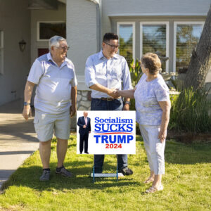 Socialism Sucks, Trump 2024: Patriotic Apparel for Conservatives 5 Socialism Sucks, Trump 2024 Red White & Blue Yard Sign US