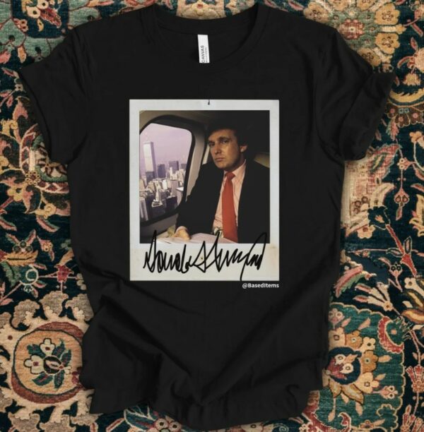 Swaggy Vintage Donald J. Trump Portrait Signature Signed Polaroid Unisex Black T-Shirt MAGA 2024 Republican Conservative Tee