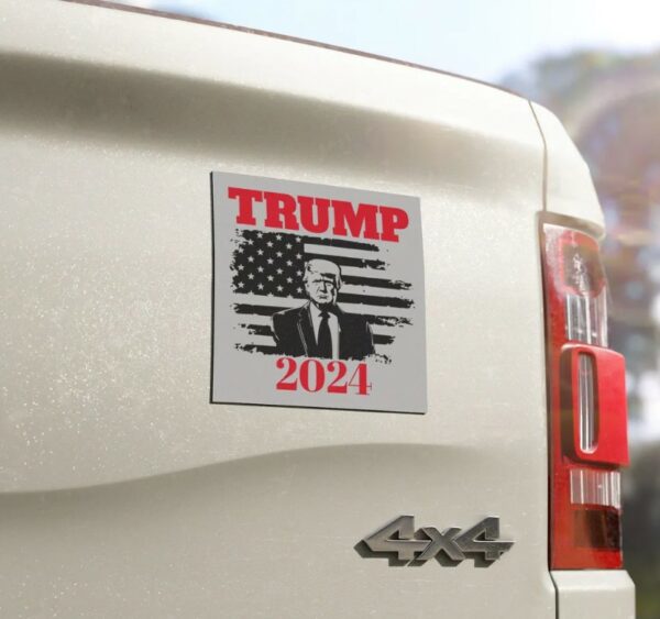 TRUMP 2024 sticker, USA Flag, Support Trump-Inspired Car Magnet, Trump ,free shipping, American Flag Election Fun 2024 Bumper Sticker2