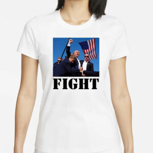TRUMP SHOT FIGHT! 2024 American Patriotic Tee: Commemorate the Assassination Attempt with a Fist Pump 5 TRUMP SHOT FIGHT! Assassination Attempt Fist Pump American Patriotic Tee T-Shirt 20241