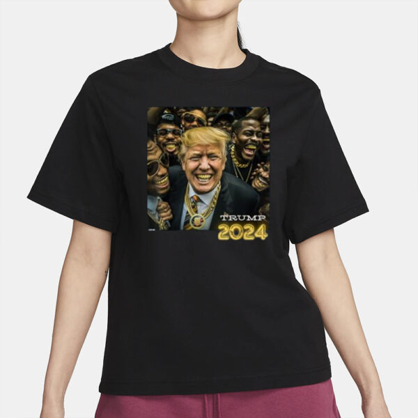 Trump 2024 Election Gold Teeth MAGA Hood Gangsta T-Shirts2