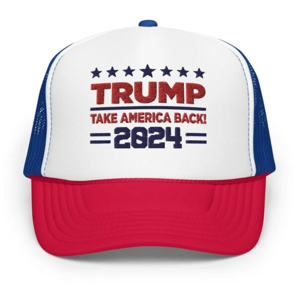 Trump 2024 Embroidered Foam trucker hat, Donald Trump Hat Embroidered USA, Support Trump Hat, MAGA Take America Back Hat