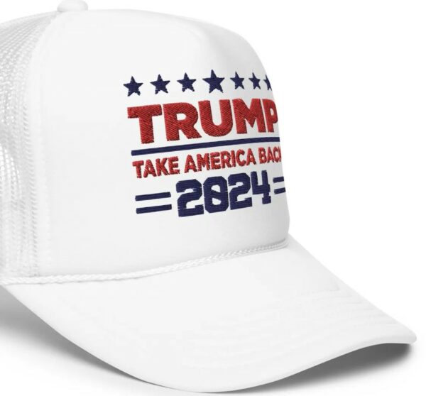 Trump 2024 Embroidered Foam trucker hat, Donald Trump Hat Embroidered USA, Support Trump Hat, MAGA Take America Back Hat2