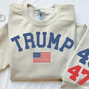 Trump 47 Crewneck: Support the 47th President with Varsity Style 5 Trump 47 Crewneck Sweatshirt, Trump Train Sweatshirt, Trump 2024, Donald Trump 47th President, Trump Sweater, Awakened Patriot,Varsity Style1