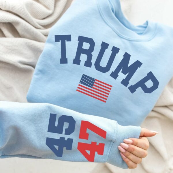 Trump 47 Crewneck Sweatshirt, Trump Train Sweatshirt, Trump 2024, Donald Trump 47th President, Trump Sweater, Awakened Patriot,Varsity Style2