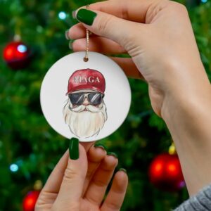 Trump Christmas Ornament, Republican Gifts, Santa For Trump, MAGA Santa Ceramic Ornament, Donald Trump President 20251