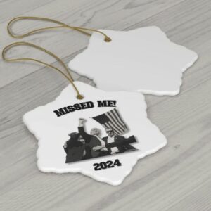 Trump 2024 Failed Attempt Ceramic Christmas Tree Ornament 3 Trump Christmas ornament, Donald Trump Failed Attempt 2024 Ceramic Ornament, Christmas Tree ceramic ornament.1