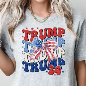 Trump Coquette Shirt: Girly Bow Tee for Conservative Republicans 6 Trump Coquette Shirt Trump 2024 T-Shirt Girly Bow Flat Tee Trump MAGA Tee Conservative Republican T-Shirt American Graphic Tee Election Tee2