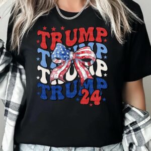 Trump Coquette Shirt: Girly Bow Tee for Conservative Republicans 7 Trump Coquette Shirt Trump 2024 T-Shirt Girly Bow Flat Tee Trump MAGA Tee Conservative Republican T-Shirt American Graphic Tee Election Tee3