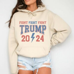 Trump Fight Hoodie: Vintage Rally Crewneck for Republican Supporters 5 Trump Fight Hoodie Sweatshirt Trumpshirt Vintage Trump Rally Crewneck Maga Merch Trump Vance 2024 Trump Republican Conservative Supporter 921
