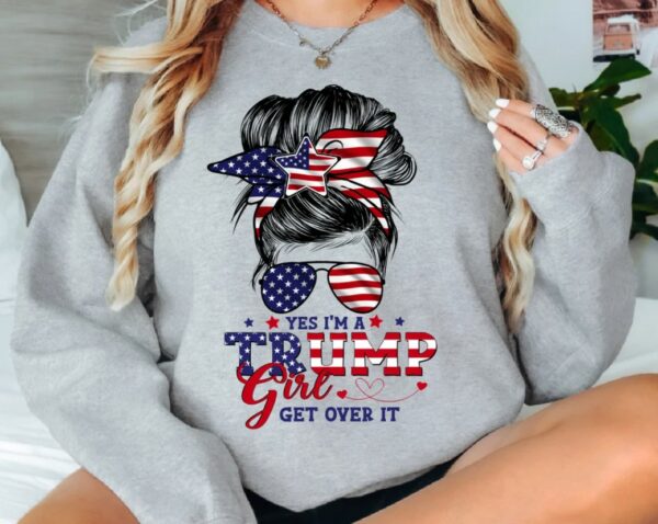 Trump Girl Sweatshirt, Trump 2024 Sweatshirt, Pro Trump Sweater, Pro America Sweat, Republican Sweater, Trump Women Sweatshirt, USA Flag Tee1