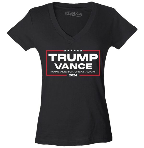 Trump Vance 2024 Make America . Women's V-Neck T-Shirt Slim Fit Trump Shirt. Trump 2024 Shirt. Election 2024 T Shirt. American Flag Shirt.