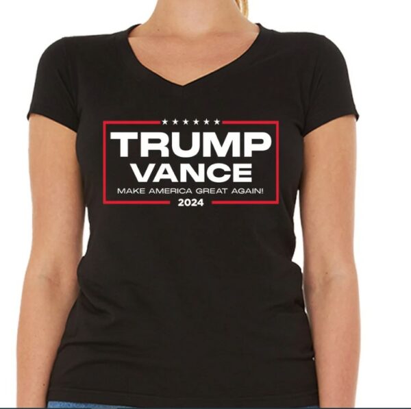 Trump Vance 2024 Make America . Women's V-Neck T-Shirt Slim Fit Trump Shirt. Trump 2024 Shirt. Election 2024 T Shirt. American Flag Shirt.1