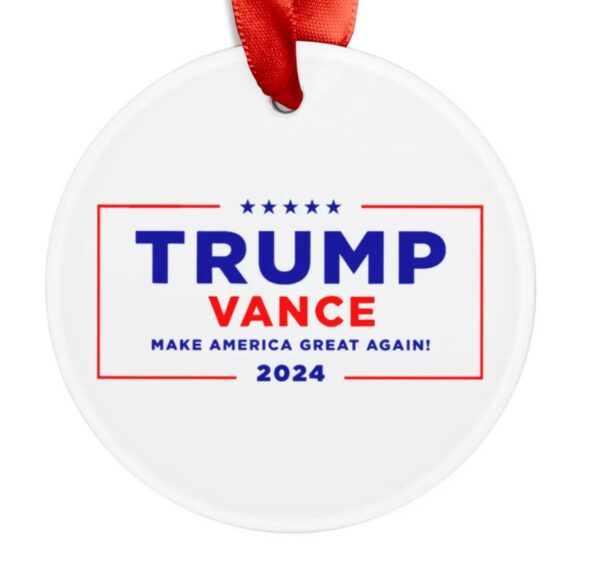 Trump Vance Make America Great Again! 2024 Acrylic Ornament with Ribbon Trump 2024 1776 America USA Freedom Independence 2A Constitution