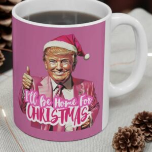 Funny Pink Merry Xmas Gift, Trump Christmas Ceramic Mugs