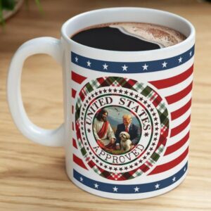 Celebrate Christmas with Jesus and Trump: Ceramic Christmas Mugs 5 Jesus loves Trump Ceramic Christmas Mugs1