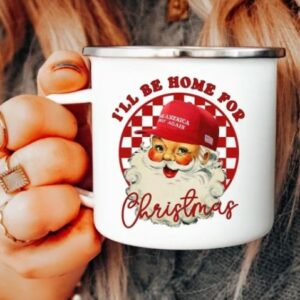 Trump Christmas Mug, I’ll be home for Christmas Trump Santa Claus Campfire Mug