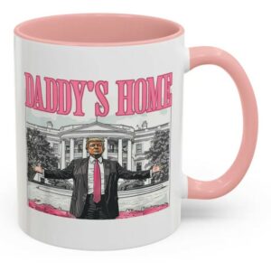 Trump Daddy's Home: Retro White House 2024 MAGA Mug 5 Trump Daddy’s home pink mug Retro trump white house 2024 Trump MAGA Mug1