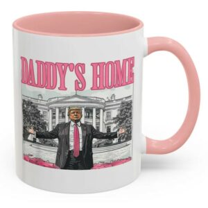 Trump Daddy's Home: Retro White House Pink Mug 6 Trump Daddy’s home pink mug Retro trump white house mug1