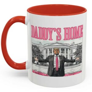 Trump Daddy's Home: Retro White House Pink Mug 8 Trump Daddy’s home pink mug Retro trump white house mug3