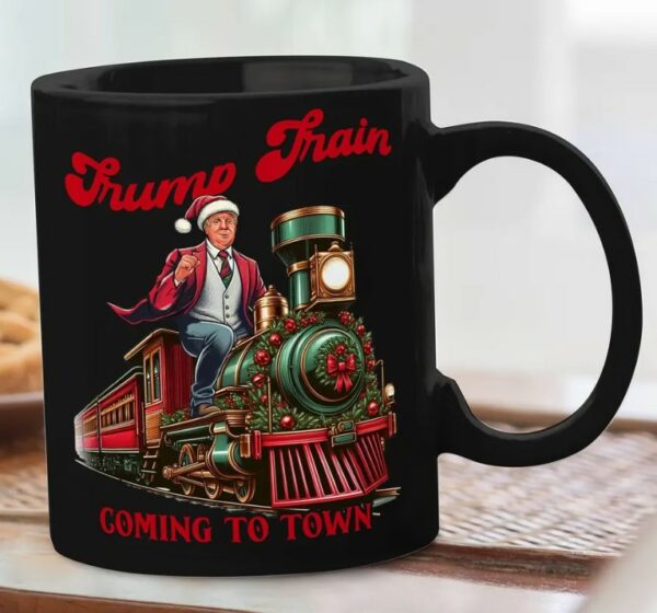 Trump Train Coming To Town 2024 Election Coffee Cup, Christmas Republican Mugs