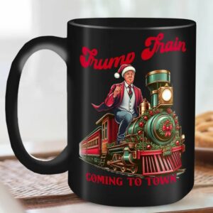 Trump Train 2024: Election Coffee Cup for Republican Patriots 3 Trump Train Coming To Town 2024 Election Coffee Cup, Christmas Republican Mugs1
