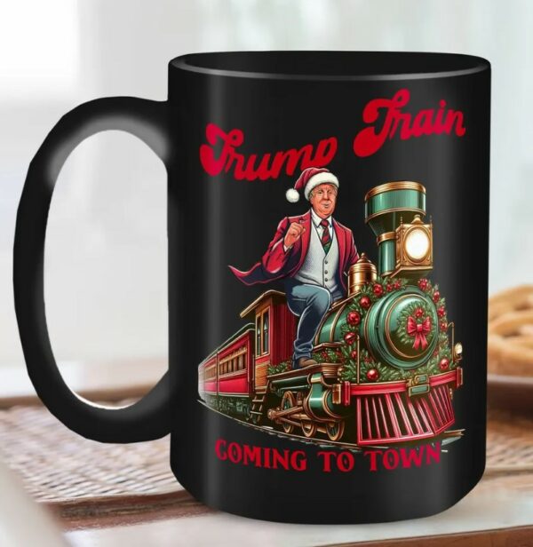 Trump Train Coming To Town 2024 Election Coffee Cup, Christmas Republican Mugs1